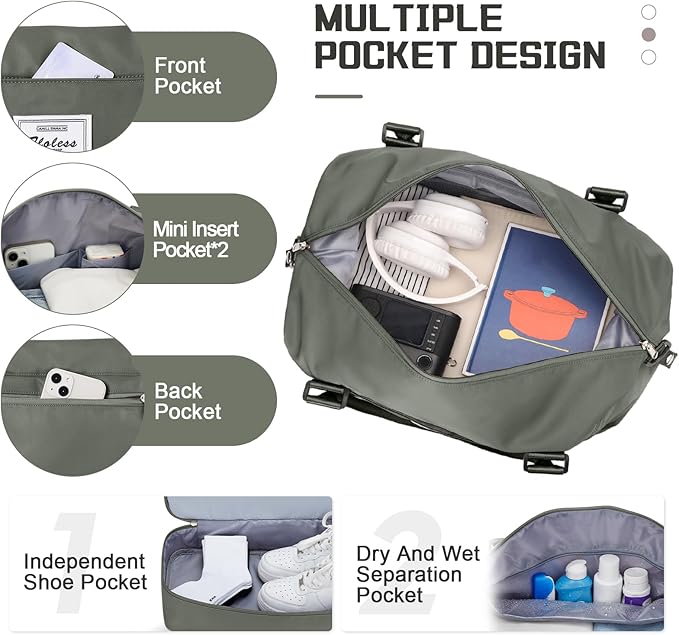 Travel Duffel Bag with Shoes Compartment, Overnight Weekender Bags for Women, Carry on Personal Item Travel Set