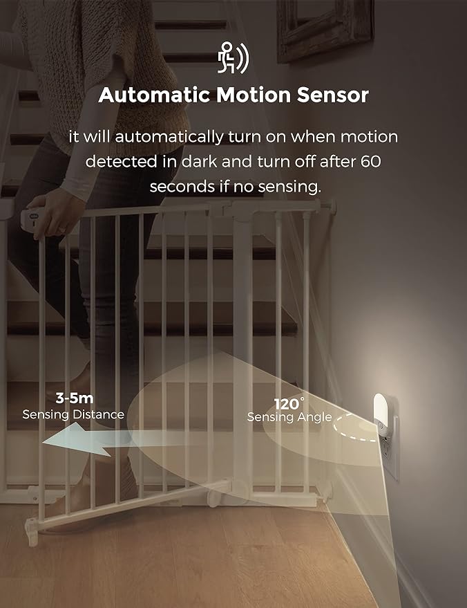 L LOHAS LED Motion Sensor Night Light,Bright Night Lights Plug into Wall,2P | Motion Activated Night Light, Daylight White, Motion Sensor Light Indoor Plug in,30/60LM,Nursery Kids Adults Bathroom Bedroom