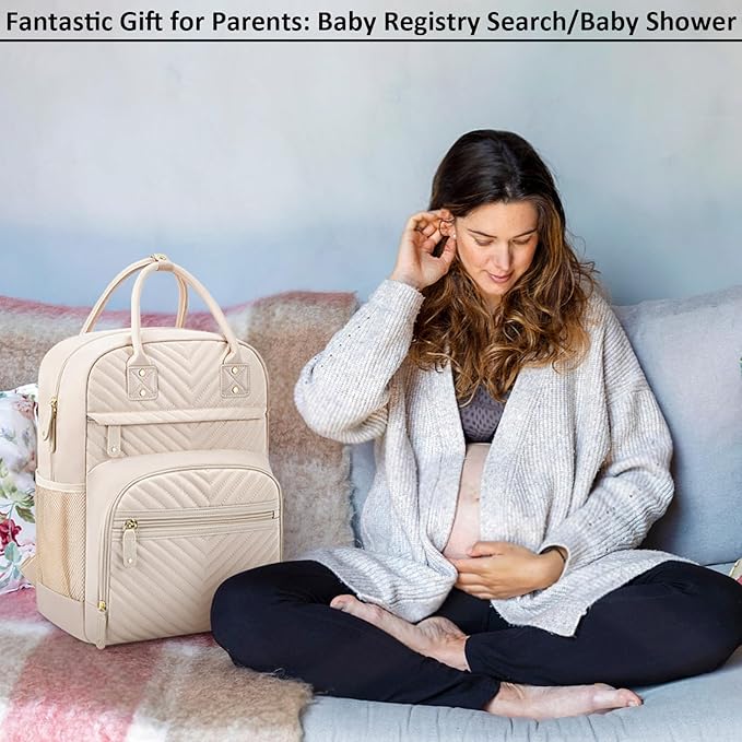Tenot Diaper Bag Backpack Tote for Women Large Capacity, Baby Bag with Insulated Pockets Multifunctional Diaper Bags For Baby Girl Boy Waterproof Baby Bags For Boys Girls Maternity Bag Beige