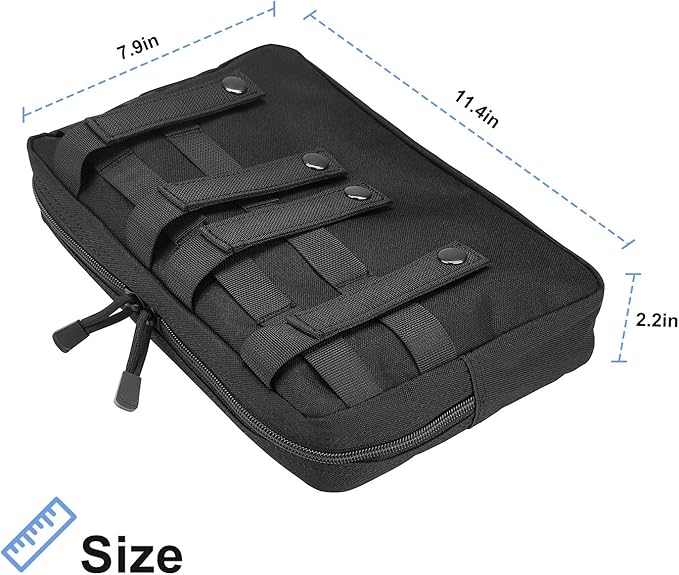 ProCase Tactical Admin Molle Pouch, Military MOLLE Pouch Horizontal Multi-Purpose Utility Gadget Gear Tool Bag for Magazine, Flashlight, Map and Other Small Tools for Outdoor Activities -Black