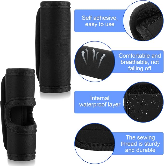 Luggage Handle Wrap,2Pack Soft Grip Handle Cover Luggage Identifier with Hollow Design Detachable Carry Sleeve Accessories for Push-Button Trolley Travel Bag