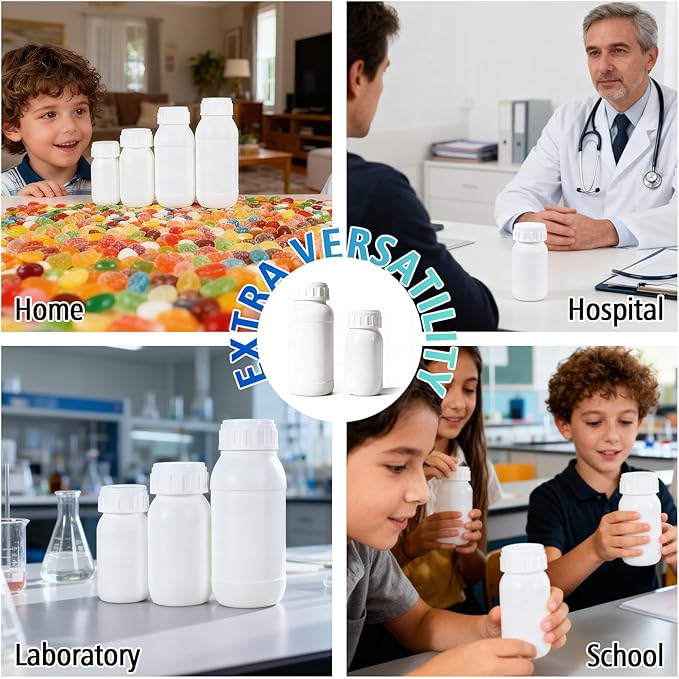 4Pack 8.4oz (250ml) Thick-Walled Plastic Travel Bottles - Reusable Empty Small Jars with Lids & Caps, EVOH High Barrier Leak Proof Storage for Toiletries, Samples & Cooking Oils