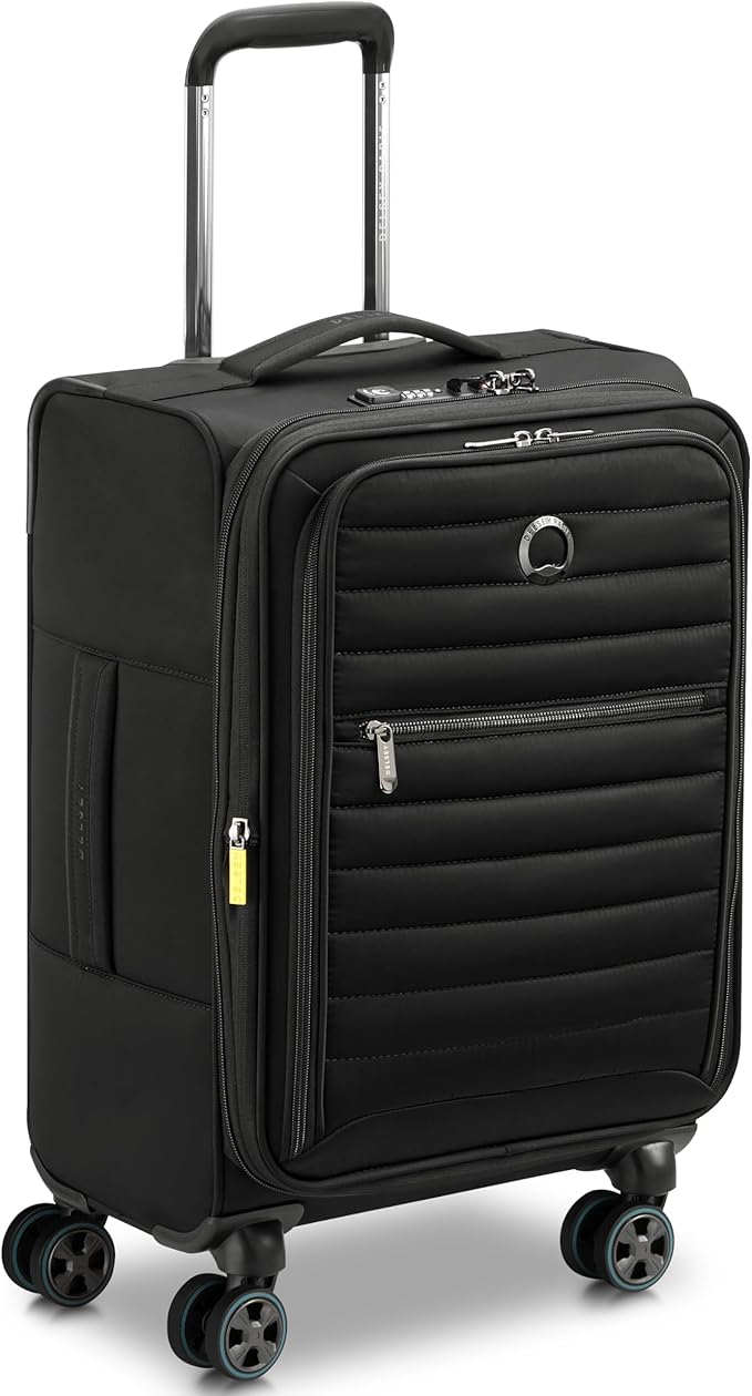 DELSEY PARIS Cruise 3.0 Softside Expandable Luggage with Spinner Wheels, Black, Carry On 20 Inch