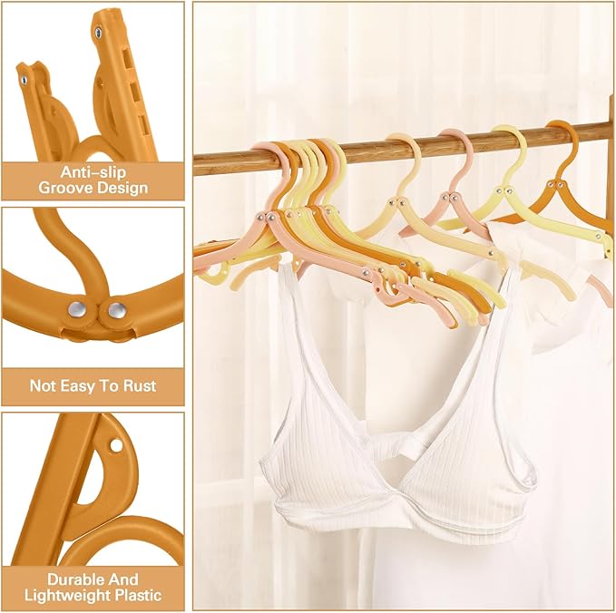 Teenyyou 12 Pcs Travel Hangers Cruise Ship Essentials Foldable Portable Plastic Vacation Hangers Non Slip Clothes Drying Rack Travel Accessories for Dormitory School Hotel Laundry (Bright Color)