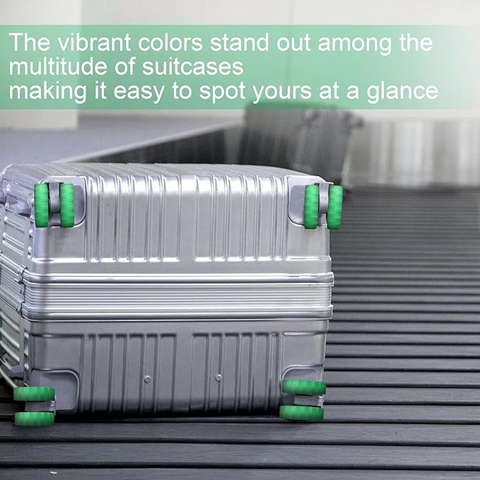 (8 Pack) Silicone Luggage Wheel Covers for 8-Spinner Wheel Suitcases, Mute & Shock Absorption Protector, Wear-Resistant & Noise-Reducing, Perfect for Travel (Mint Green)
