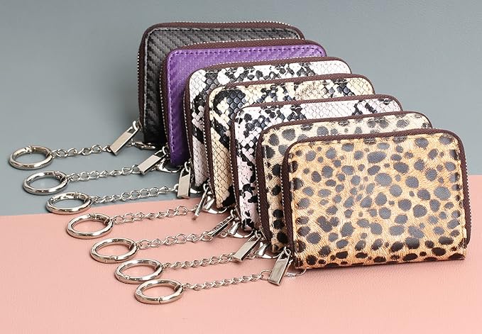 FurArt Zipper Wallet Women, RFID Blocking Credit Card Wallet, Business Card Holder, Compact Size KeyChain Wallet