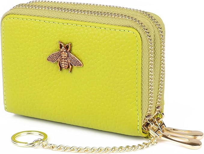 imeetu RFID Credit Card Holder, Small Leather Zipper Card Case Wallet for Women