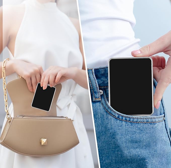 Pocket Mirror, Small Travel Mirror with Magnification, Portable Double-Sided Magnifying Cosmetic Mirror for Daily (Black)