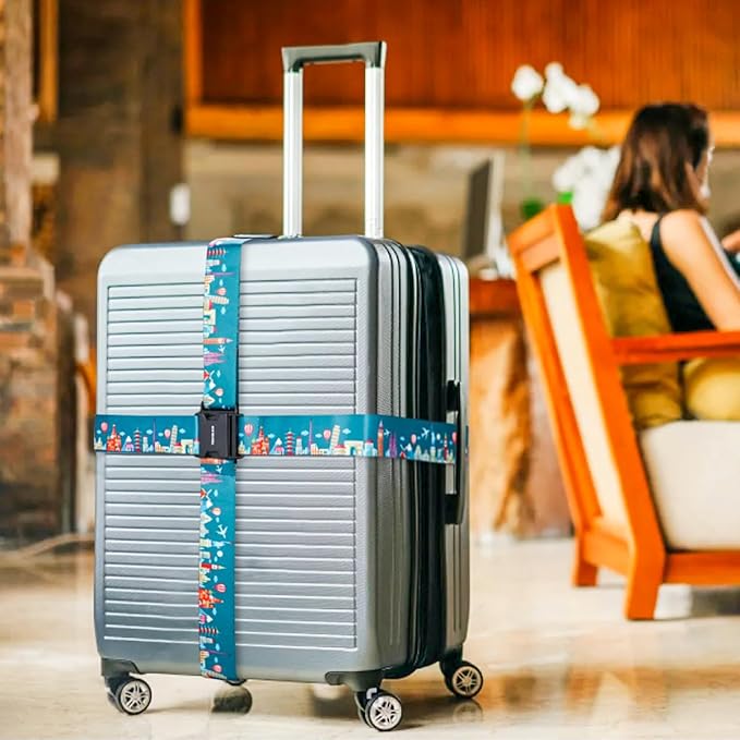 Adjustable Travel Luggage Strap Suitcase Belt Travel Bag Accessories 1.96 in W x 6.23 ft L