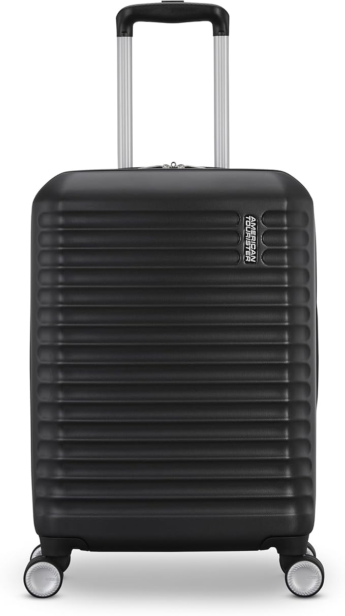 American Tourister Stratum 3.0 Carry-On Spinner, Airline Approved, Durable Hardside Luggage, Expands 1.5", RightHeight™ Adjustable Handle, Black