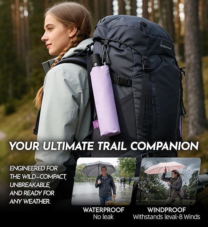 Compact Travel Windproof Umbrella, 43" Auto open/close Folding Quick Dry Umbrellas for Rain, Lightweight Portable Small for Backpack Car, Thoughtful Gift for Women Men Kids, TSA Approved