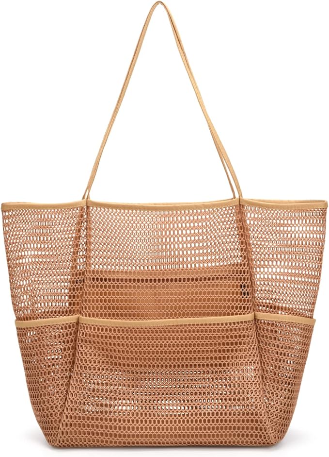 Tainehs Beach Bag - Mesh Tote Bag Beach Vacation Clothes for Women Pool Bag for Travel Pool Family Cruise Essentials 2026