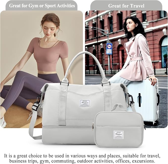 Weekender Bags for Women,Personal Item Travel Bag with Shoes Compartment,Overnight Travel Duffel Bag with Toiletry Bag