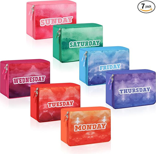Paterr 7 Pcs Packing Cubes for Travel Kids Days of Week Compression Packing Cubes Colorful Luggage Organizers Suitcase Camp(Gradient)