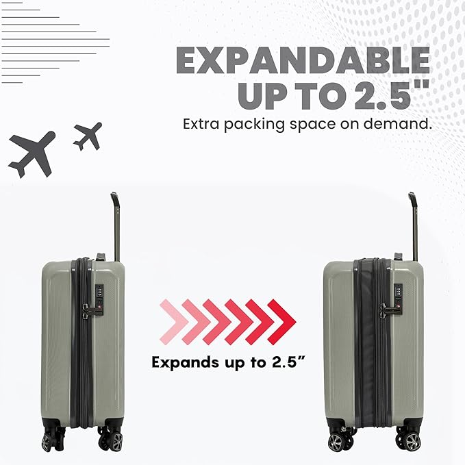 Spyder Rails 3 Piece Luggage Set with 360° Spinner Wheels, TSA Approved Lock (20 Inch Carry-On, 25 Inch Checked, 29 Inch Checked)