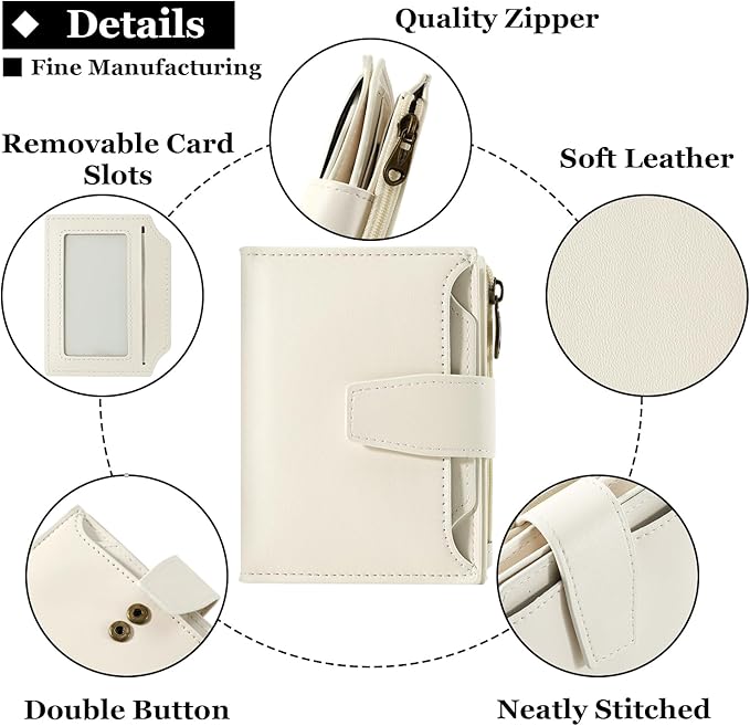 Airkit Small Wallet Women RFID Blocking Soft Leather Bifold Compact Card Holder Wallet for Women with Zipper Coin Pocket 4 ID Window
