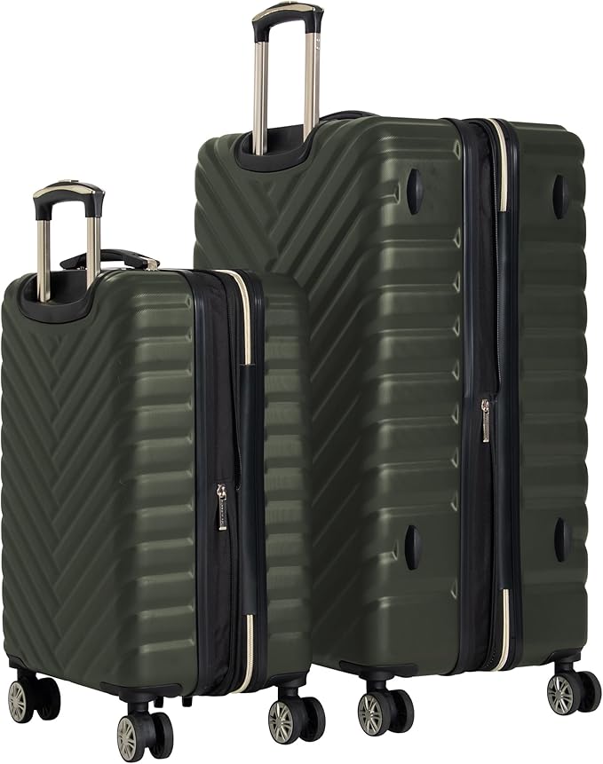 Kenneth Cole REACTION Madison Square Lightweight Hardside Chevron Expandable Spinner Luggage, Olive, 2-Piece Set (20" & 28")