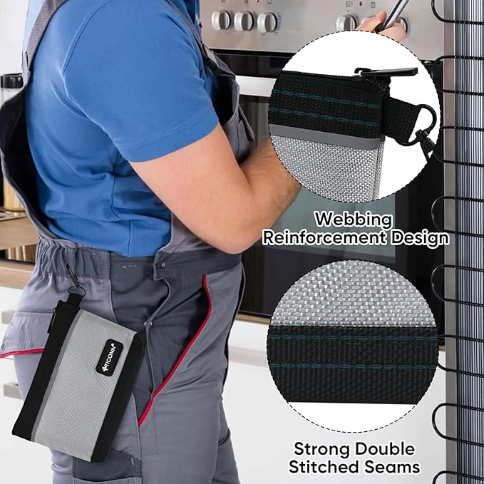 TICONN Tool Pouches with Zipper, 1680D Oxford Small Tool Bags, Waterproof Utility Bag Zipper Pouch for Tool Organizers and Storage (9 Pack Combo)