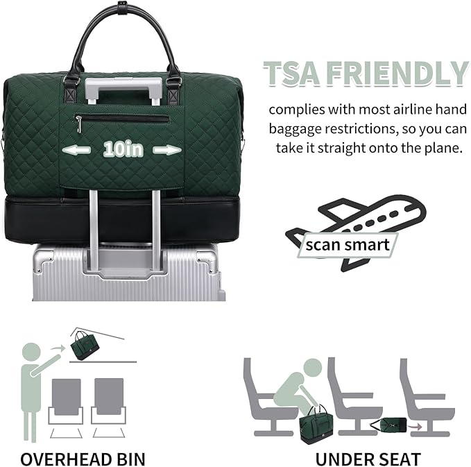 Weekender Bag, Large Travel Duffel Bag for Women, Carry on Overnight Bag with Shoe Compartment and Toiletry Bags