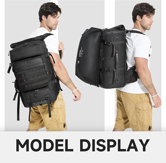 SWICKY Travel Backpack with Vacuum Air Bag, 60L Expandable Large Capacity Vacuum Seal Backpack for 17 Inch Laptop, Water Resistant,One Week Business Travel - Pressing by Hand