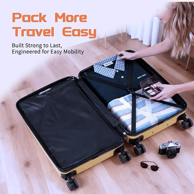 Luggage Sets 3 Piece, ABS Suitcase Set (20/24/28), Hardside luggage with Spinner Wheels, Travel Luggage, 14x8x9 Airline Approved Carry on, Lightweight Luggage with High-Security Lock
