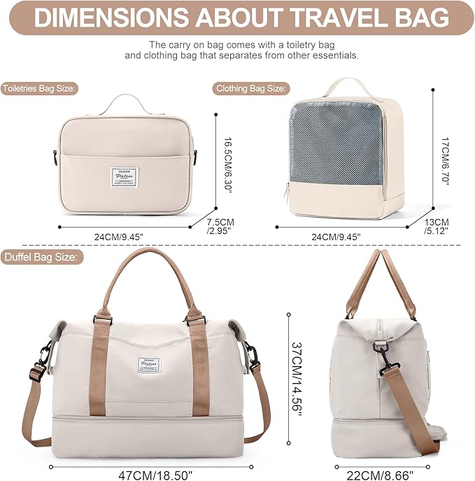 Weekender Bags for Women,Travel Duffle Overnight Bag with Shoe Compartment,Personal Item Carry On Bag,Gym Bag,3 Pcs Set