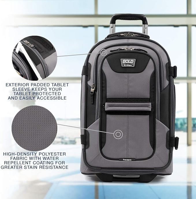 Travelpro Bold Softside Expandable Carry on Rollaboard Luggage, Carry on 22-Inch, Grey/Black