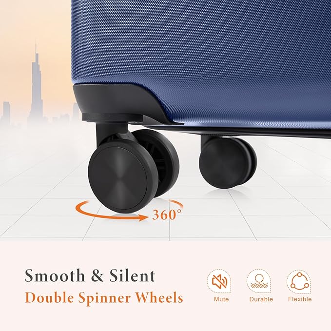 Sweetcrispy 29IN Carry on Luggage, Expandable Hard Shell ABS Suitcase with 360° Swivel Wheels, TSA Lock, Lightweight, Navy Blue