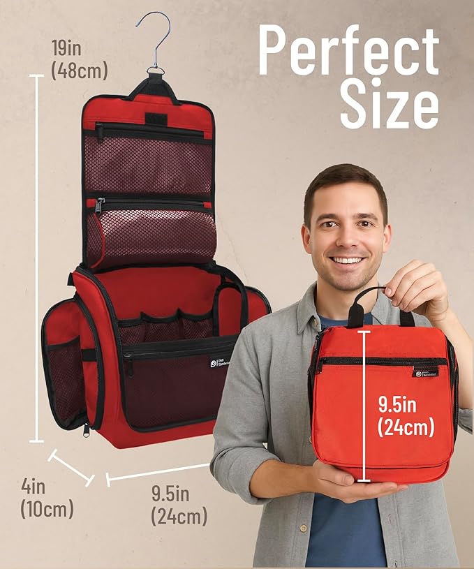 D&D Wanderlust D&D Hanging Travel Toiletry Bag for Men and Women – Cosmetics, Makeup and Toiletries Organizer Kit with 10 Compartments