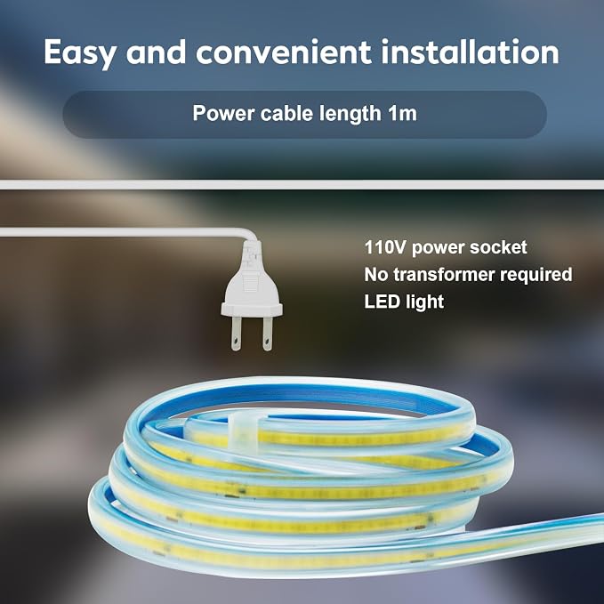 AC 110v LED Strip Lights 16.4 Foot 120 Volt Waterproof Rope Light | Cuttable Under Cabinet Lighting White 6000K 5 Meter Flexible Outdoor Strip Lighting for Bedroom Kitchen Living Room