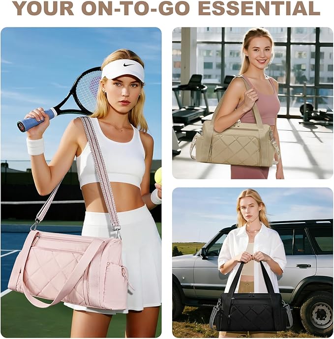 Gym Bag for Women, Duffle Weekender Bags for Travel, Lightweight Weekender Tote with Wet Pocket for Sports, Workout and Dance Pink