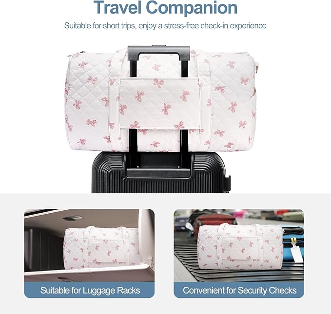 Gym Bag for Women, Cute Duffle Bag, Quilted Duffle Bag for Travel, Floral Duffle Bags, Weekend Bag with Zipper Pocket Dance Bag Organizer
