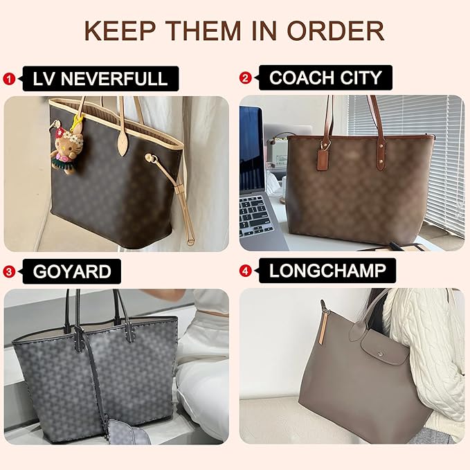 Doxo Upgraded Lv Neverfull PM Organizer Insert, Bag Organizer for Lv Neverfull PM, Dupontpaper Lightweight & Waterproof Purse Insert Organizer with Multi-pockets (White-no zipper)