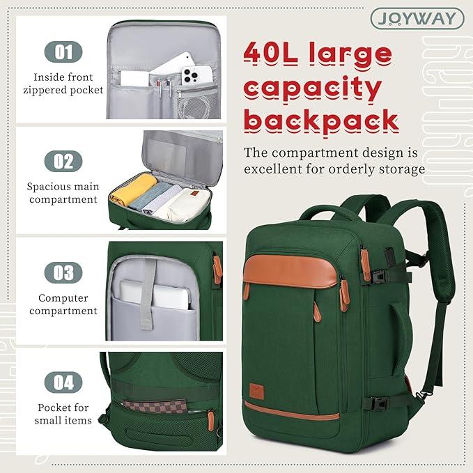 Joyway Expandable Luggage Sets 5 Piece, Lightweight Hard Shell Travel Suitcase Set with Spinner Wheels and TSA Lock, Green