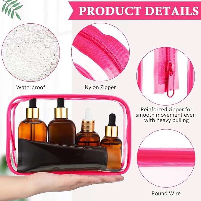 Weewooday 12 Pieces Clear Makeup Bags Cosmetic Storage Bags PVC Zipper Pouches Travel Waterproof Makeup Plastic Case for Women Organizing Toiletries Traveling Bathroom