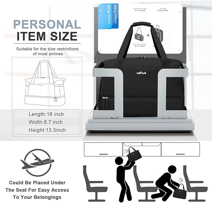 ETRONIK Gym Bag for Women, Personal Item Travel Bag with Shoes Compartment, Weekender Overnight Duffel Bag with Wet Pocket & USB Charging Port, Carry On Bag for Women, Travel, Gym, Weekend