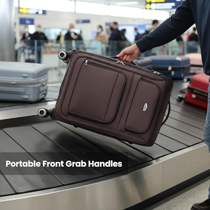 Softside Luggage Sets 3 Piece,Expandable Lightweight Durable Suitcase Sets Double Spinner Wheels w/Combination LOCK （20''/26''/30''）#Coffee