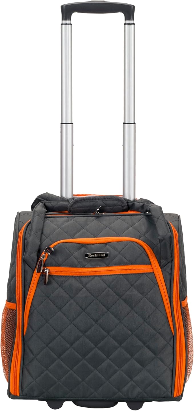 Rockland Melrose Upright Wheeled Underseater Carry-On Luggage, Charcoal