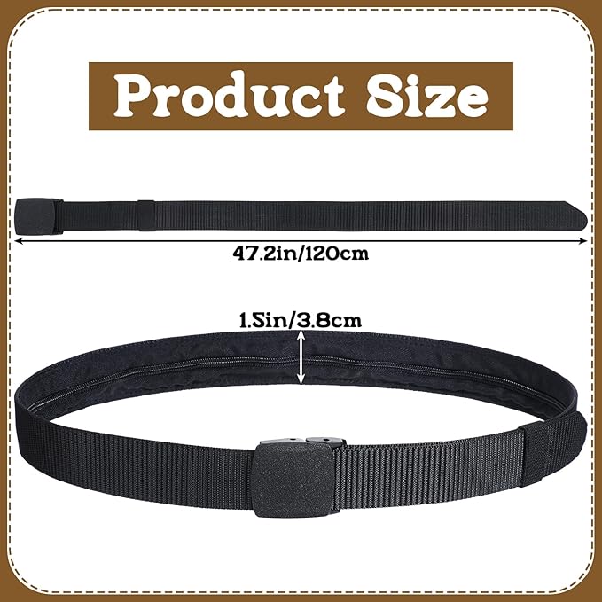 ElevateTech Travel Money Belt, Hidden Money Pouch with Secret Compartment Anti-Theft Nylon Security Waist Wallet with Zinc Alloy Buckle for Business Travel Daily Working, Gift for Dad Boyfriend Men