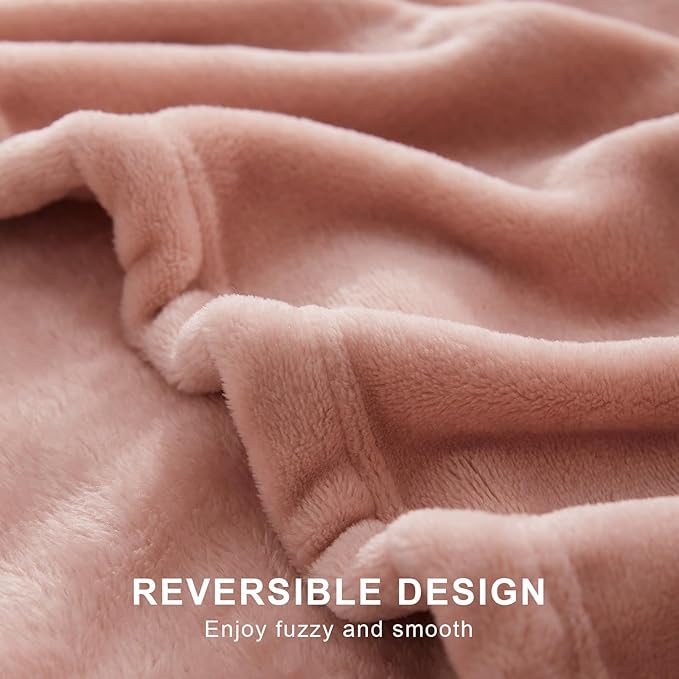 Hansleep Fleece Queen Blanket for Bed Fleece Dusty Pink, Queen Size Super Soft Flannel Fuzzy Plush Cozy Blanket for All Seasons, Dusty Pink, Queen 90x90 Inches