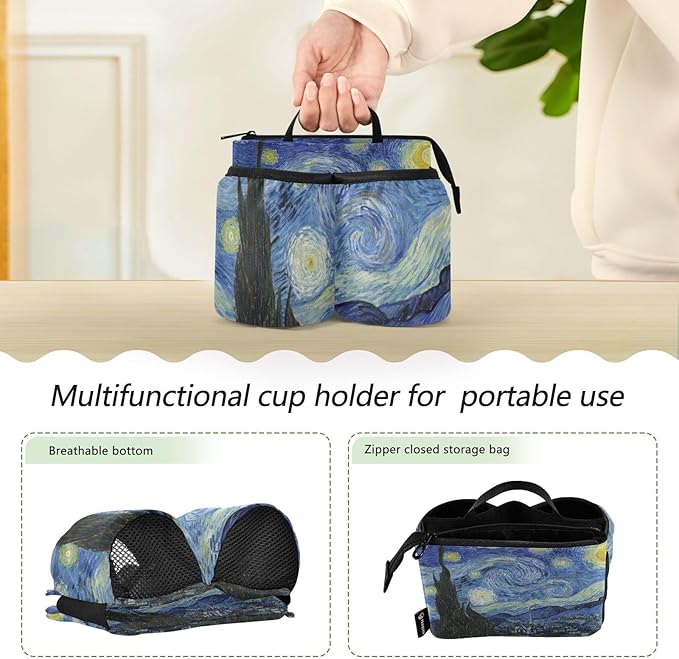Luggage Cup Holder Travel Portable Free Hand Drink Carrier Suitcase Drinks Beverage Holder Carry-On Bottle Mug Holder Organizer Bag Travelers Accessories