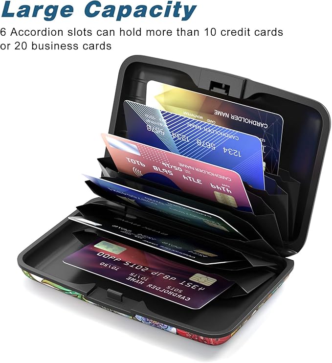 Credit Card Holder, Mini Aluminum Card Wallet RFID Blocking Slim Metal Hard Card Case for Women Men, Mandala Flower