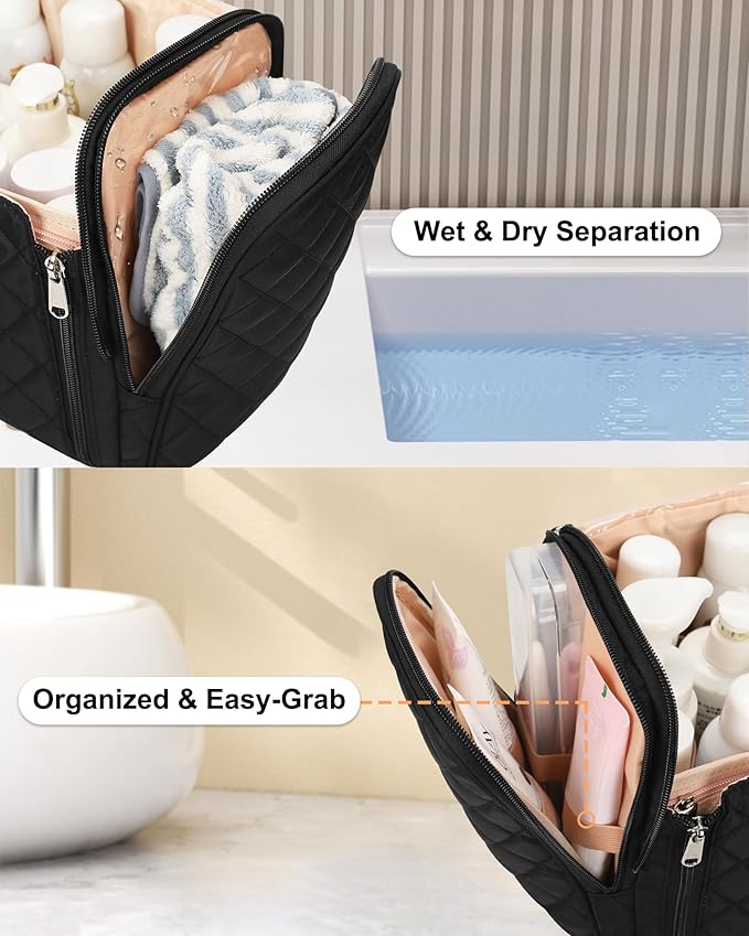 Hanging Toiletry Bag for Women, Travel Toiletry Bag Standing Toiletry Organizer with Hook Large Makeup Cosmetic Bag Portable Hanging Toiletry Organizer Bags for Full-Size Toiletries, Accessories