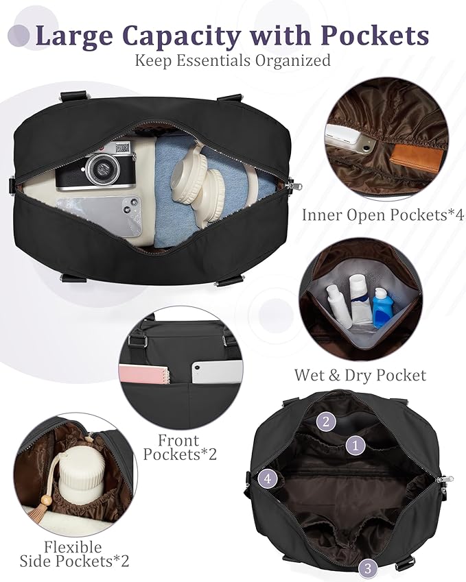 Gym Bag Womens,Travel Duffel Carry on Bag Sport Tote Bag Weekend Overnight Bag