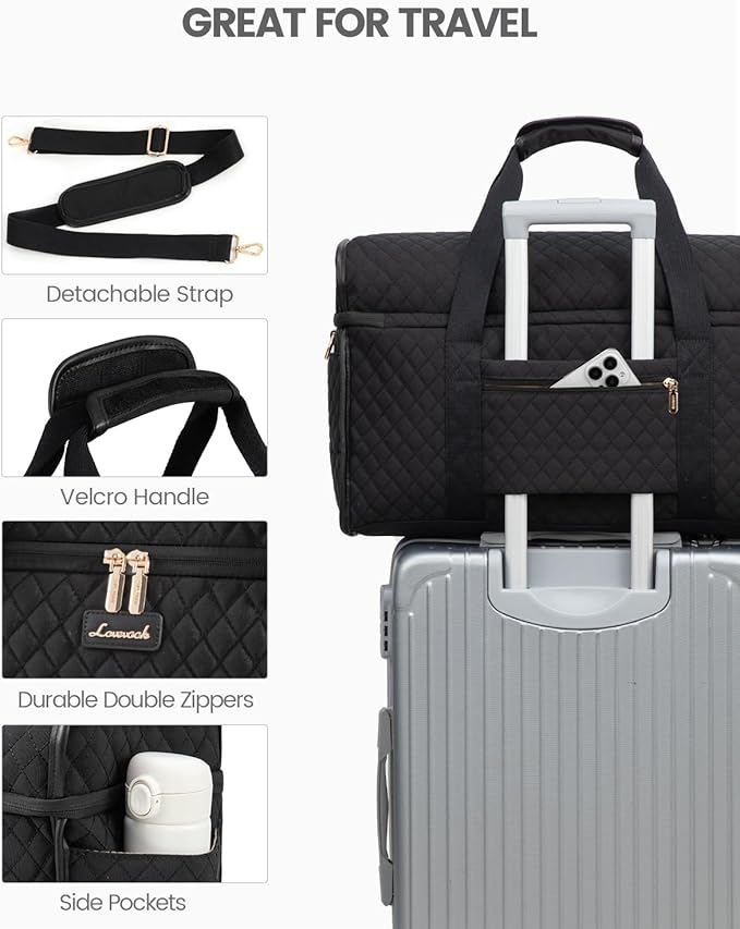 LOVEVOOK Travel Duffle Bag - Weekender & Overnight Bag with Toiletry & Wet Pocket, Carry-On Size, 3pc Set