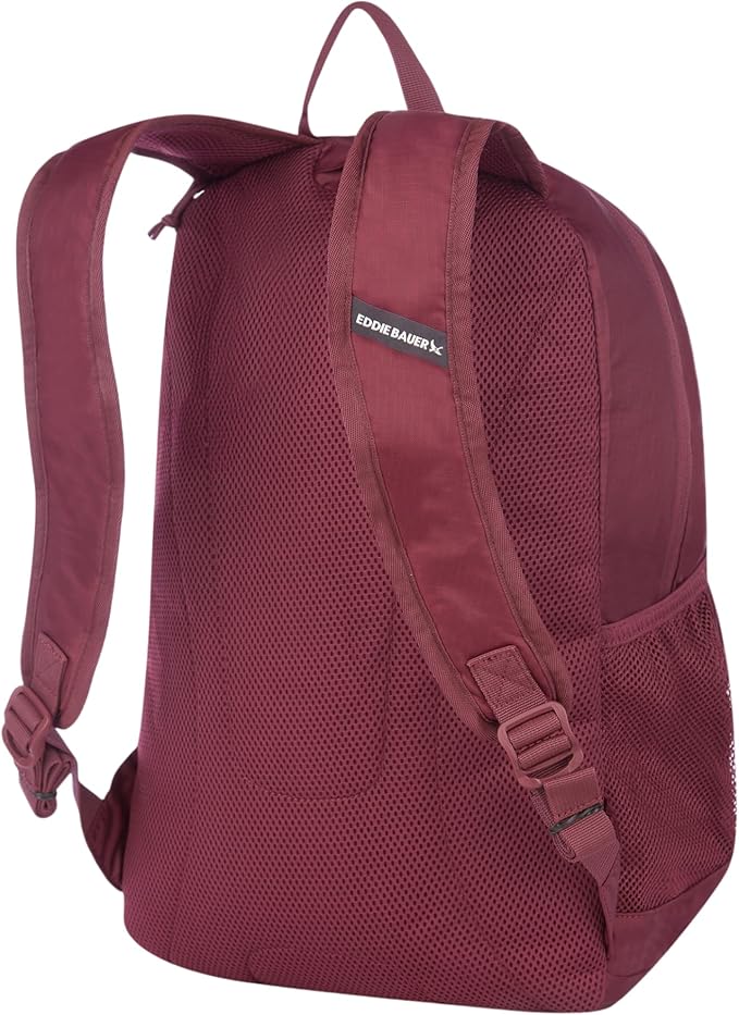 Eddie Bauer Stowaway Packable Backpack | Travel | Outdoor | Lightweight | Foldable | Durable | Ripstop Polyester | 30L - Black Cherry