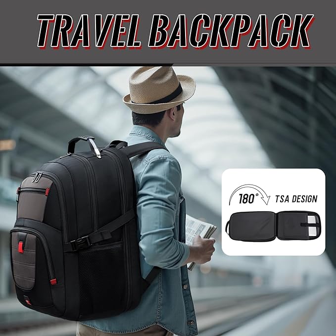 Extra Large Laptop Backpack with LifetimeWarranty,Gaming Laptop Travel Bag Fits 18.4-19" Laptops,TSA Friendly Travel Rucksack for Men Women, Big TSA Airline Approved Work Computer Bag, Grey