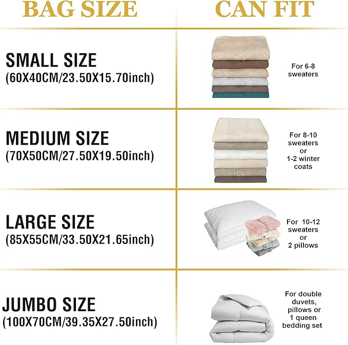 Vacuum Storage Bags, Vacuum Seal Space Saver Bags for Clothing, Travel Lugggage, Carry-on, Blankets, Comforters, Pillow, Bedding, 10 Medium