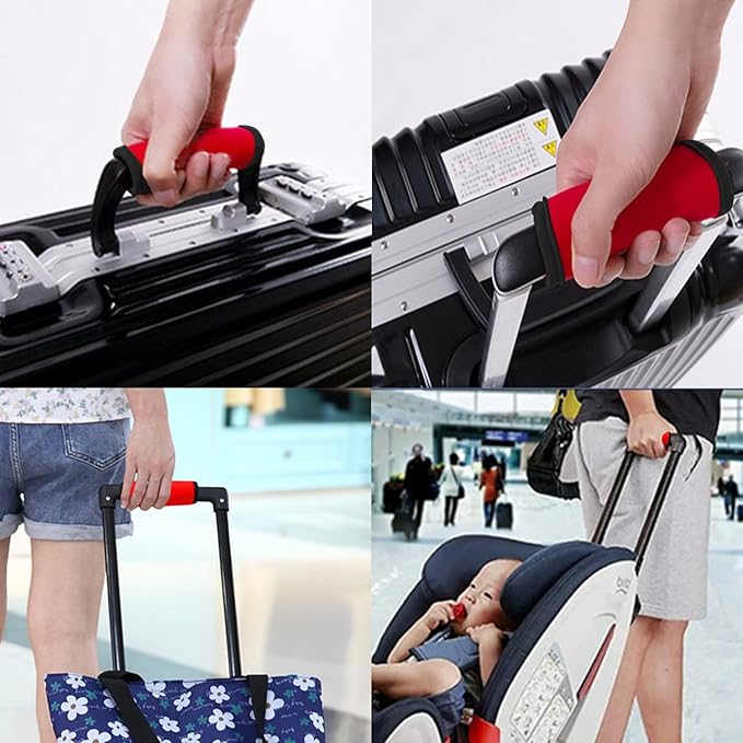 2 Pack Luggage Handle Wraps for Luggage Suitcase Travel Bags (Red)