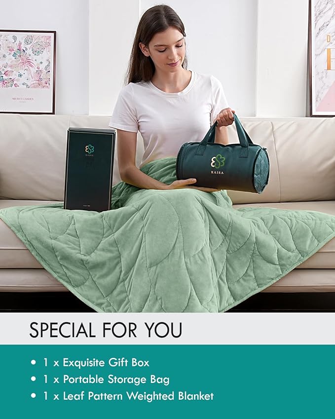 Kaisa Weighted Blanket for Adults 5lbs 41" x 53", Cozy Luxury Crystal Velvet Small Weighted Lap Blanket,All-Season Blanket, Machine Washable, Sage Green